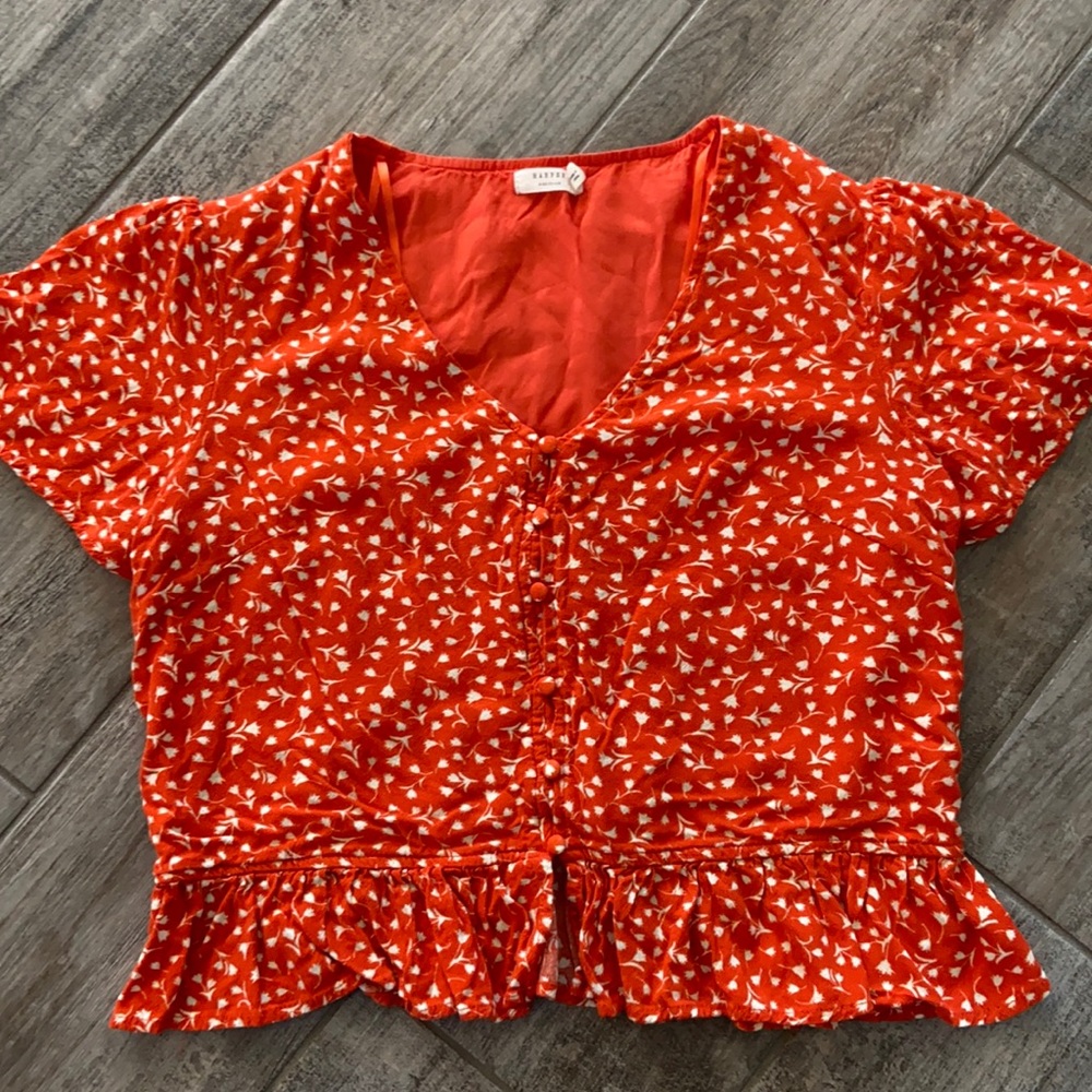 Harper burnt orange floral crop top